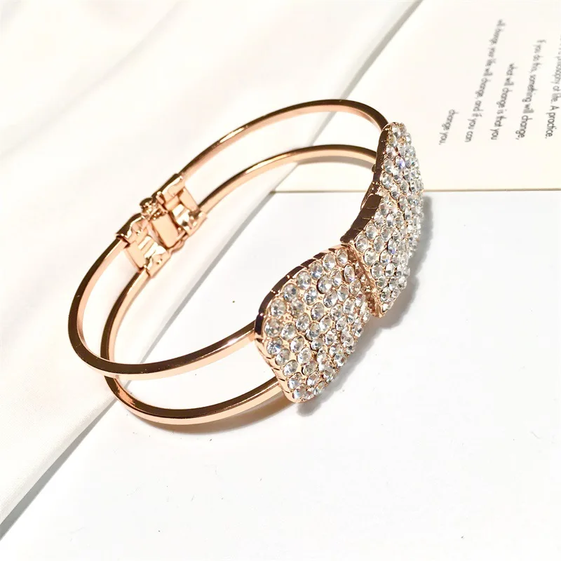 Браслет с бантиком из циркония Простые открытые Браслеты Стразы браслет цепочка