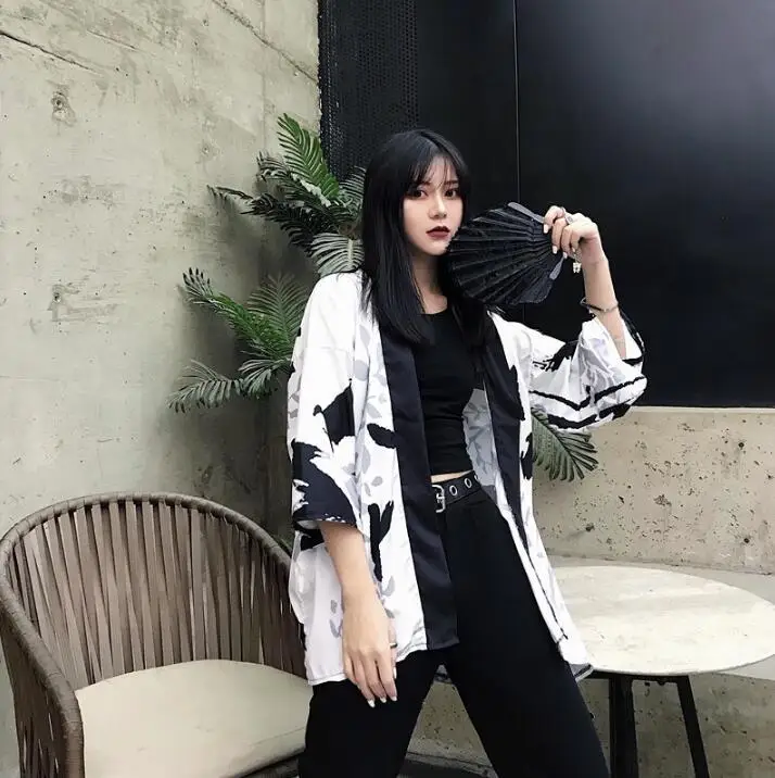 Весна Осень кимоно плащ три четверти рукав кардиган юката женщина мужчина