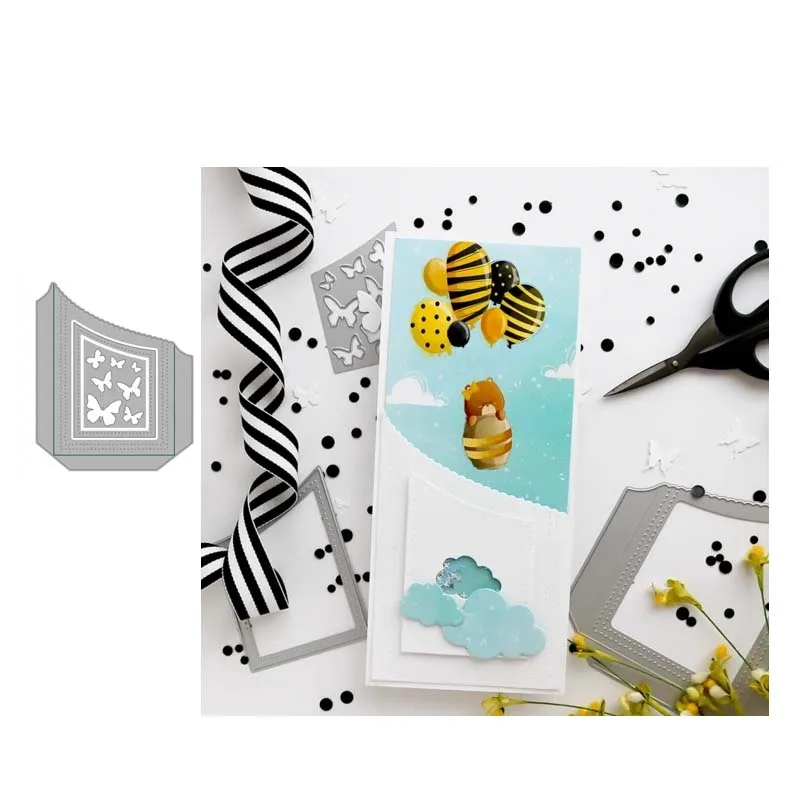 

2021 New Butterfly Pocket DIY Shape Metal Cutting Dies Craft Die Cut Stencil Scrapbooking Card Make Mould Sheet Decor Template