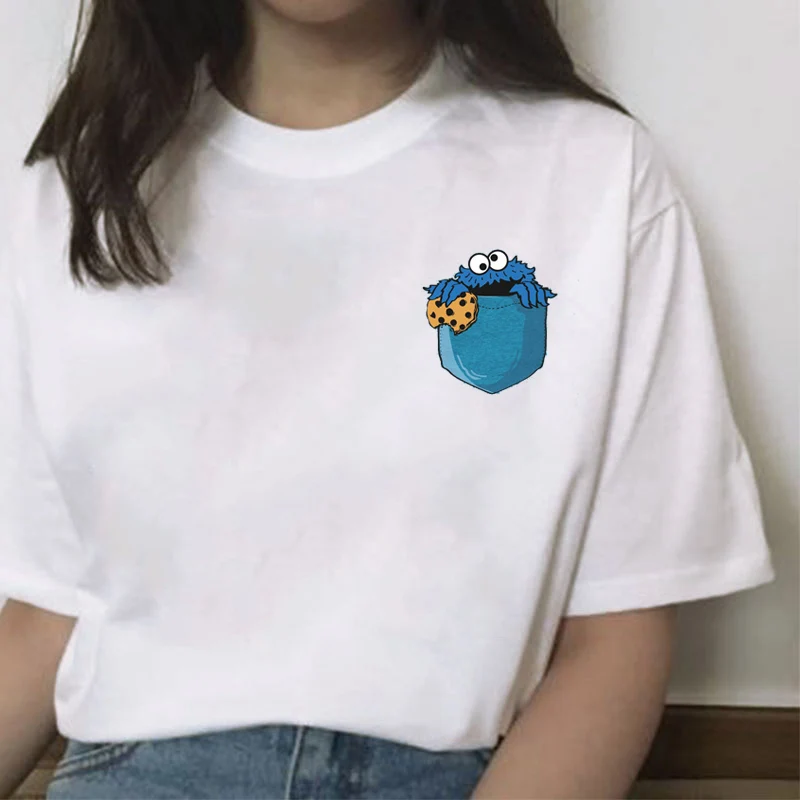 

Female Tees Couple Fun Art T-shirt Summer Cartoon Cat Spoof Casual Printing Harajuku Short-sleeved Punk Tops Loose