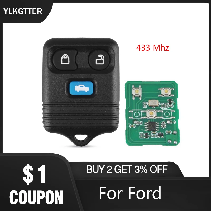 YLKGTTER 433 МГц 3 кнопки дистанционного ключа автомобиля для Ford Transit MK6/Connet 2000-2006
