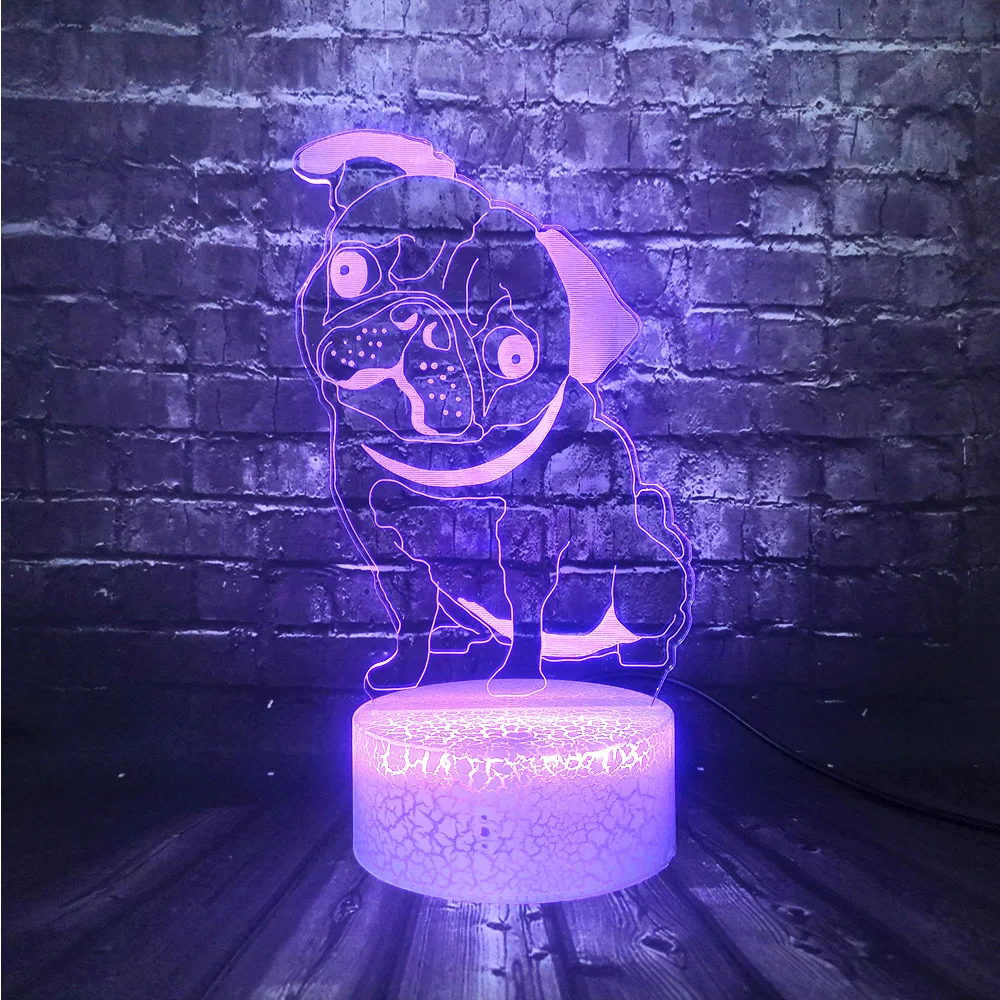 Cartoon Animal Dog Cute 3D Optical LED Night Light For Kids Bedroom Home Decor Illusion RGB Lava Holiday Birthday lamp | Лампы и
