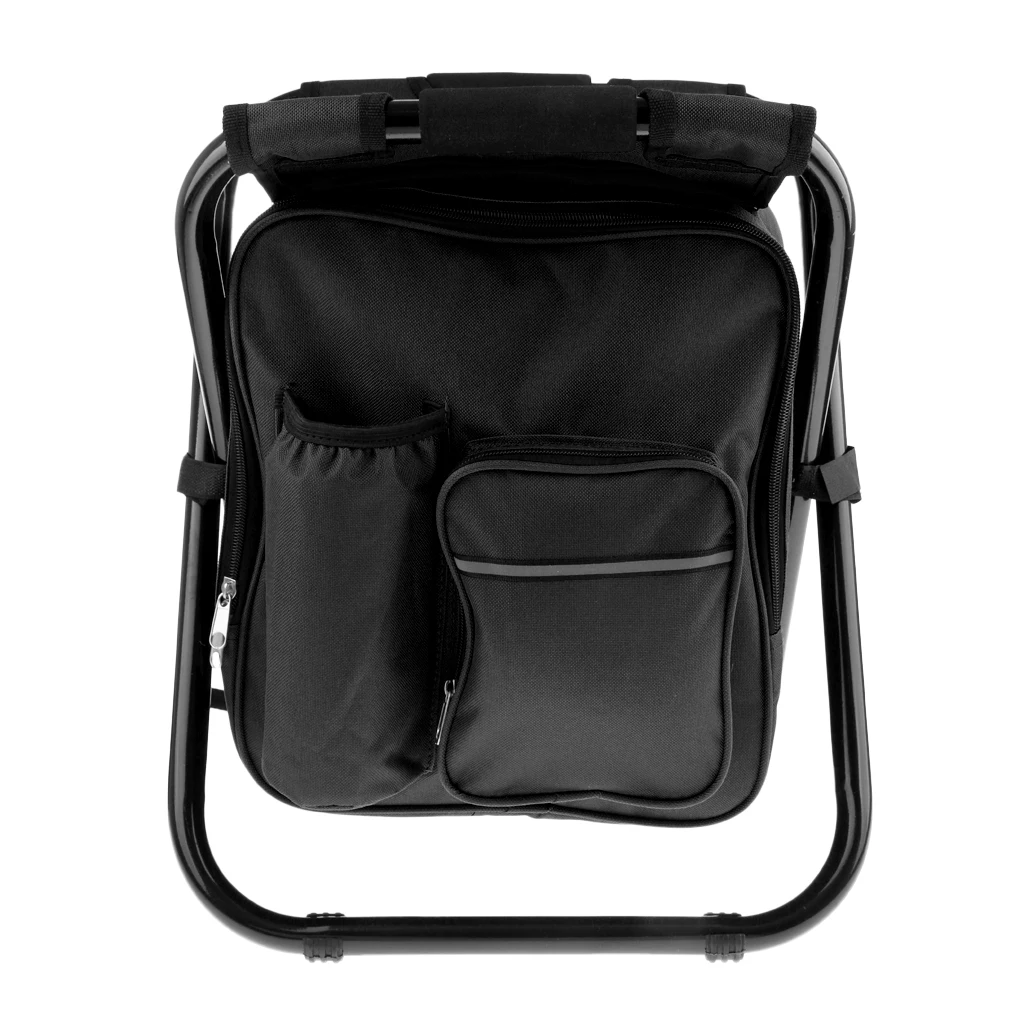 

Folding Fishing Chair Stool with Cooler Bag Shoulder Strap and Pockets
