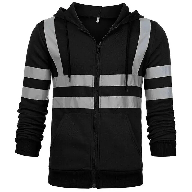 

Hi Viz Jacket Visibility Security Work Coats Zip Up Hi Vis Safety Outwear Tops