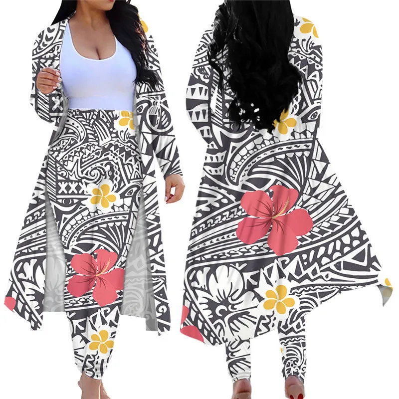 

Женский комплект из 2 предметов, элегантный облегающий кардиган с пышными Тропическими Цветами и длинные брюки, повседневная женская домаш...