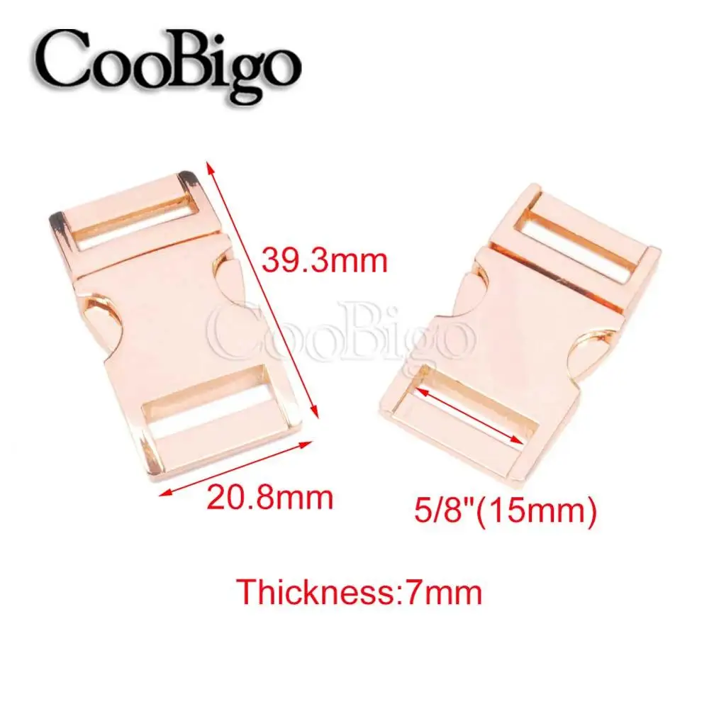 15mm RoseGolden 100 шт металлическая боковая пряжка парашют 550 Паракорд Браслет собачий ошейник ремень лямки открытый рюкзак сумка Запчасти - Цвет: 15mm RoseGolden