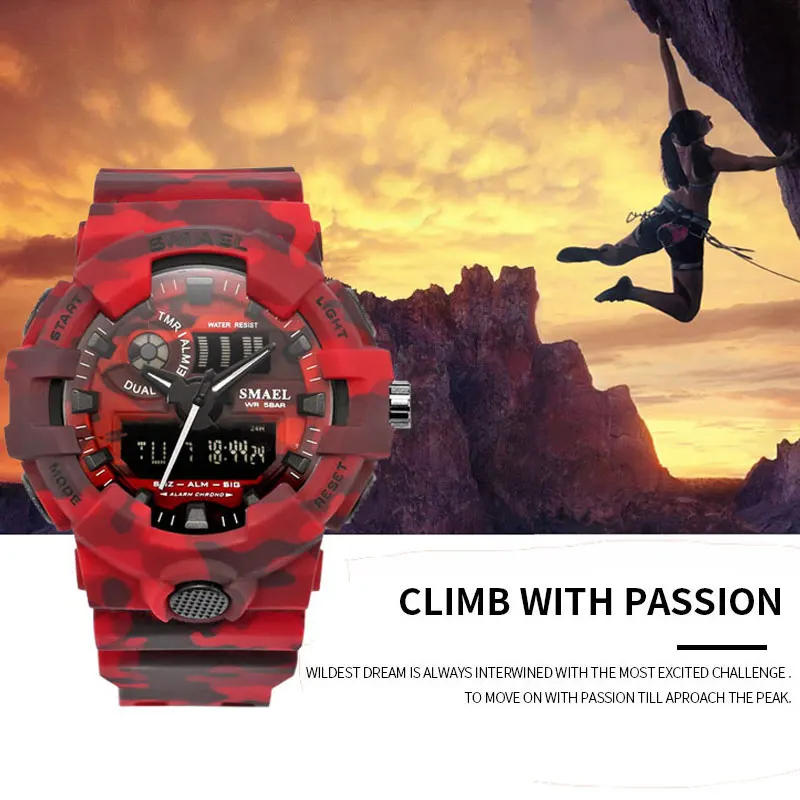 

SMAEL Men Watch Sport Watches Waterproof LED Digital Watch Military Male Clock Relogio Masculino Army Digital 8001 Men's Watch