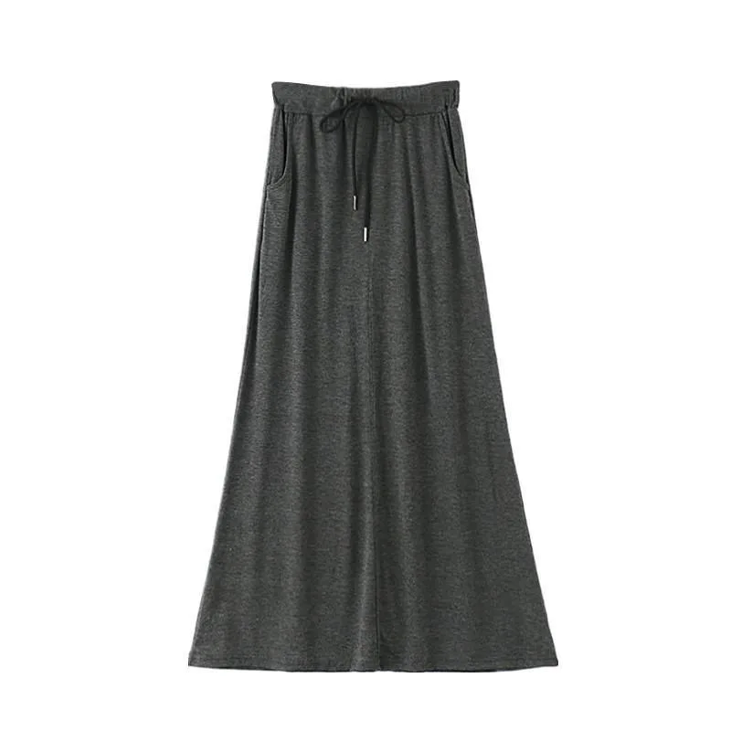 

Womens Elastic Waist Plus Size A-line Skirts Hip Slim Long Loose Sheds Split Skirts Large Size Knitted Skirts Maxi Knitted Lady