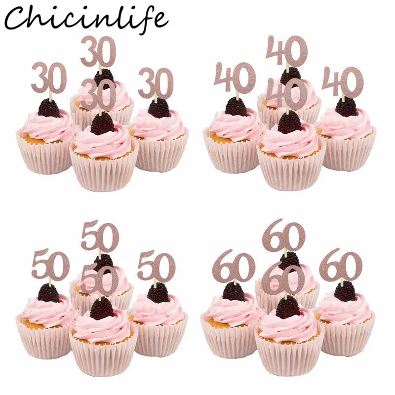 Топперы Chicinlife из розового золота/серебра 10 шт.|Товары для украшения тортов| |