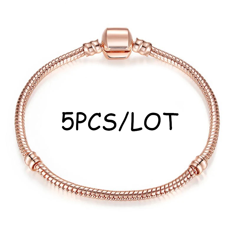 Type 3 BAOPON, 5 шт./лот, цепочка в виде змеи, безопасная застежка, Европейский Тонкий браслет, подходит для DIY, браслеты с подвесками и браслеты, ювелирные изделия для женщин и мужчин, подарок - Окраска металла: Type 3