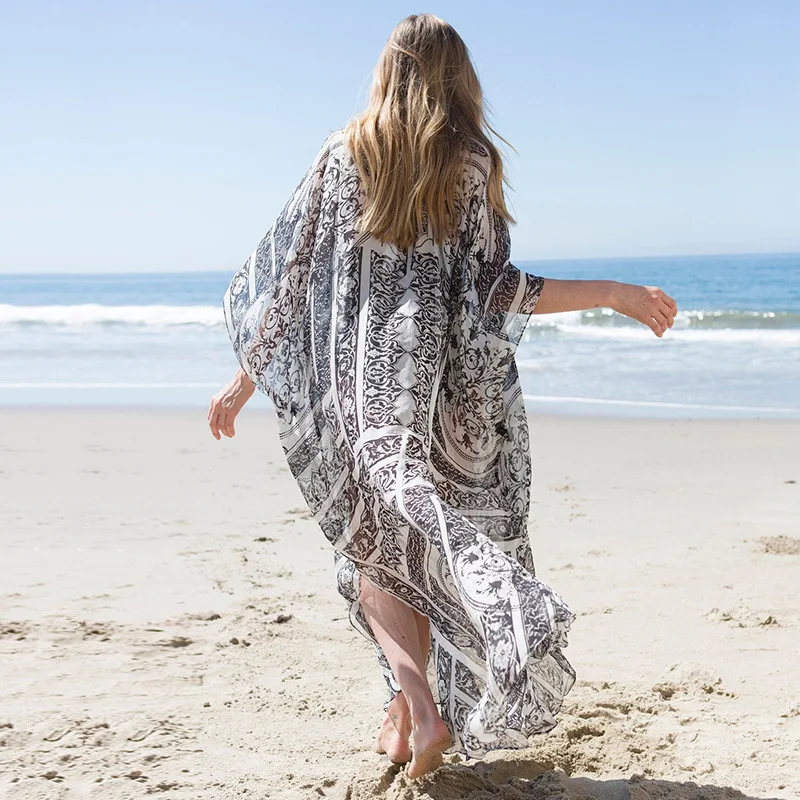 Женские турецкие кафтаны с принтом шифоновый кафтан Домашняя одежда