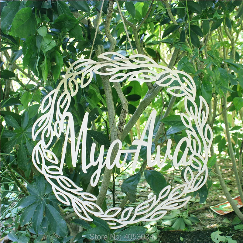 Детский знак с именем венок индивидуальный каллиграфии персонализированный