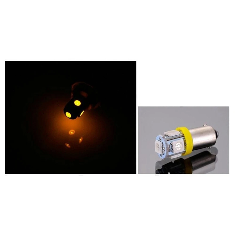Цвет: желтый 5 шт./компл. автомобиля Габаритные фары Ba9S T4W Smd 5050 5 СВЕТОДИОДНАЯ башня 96 люмен Клин лампочки Led Dc12V - Название цвета: Цвет: желтый