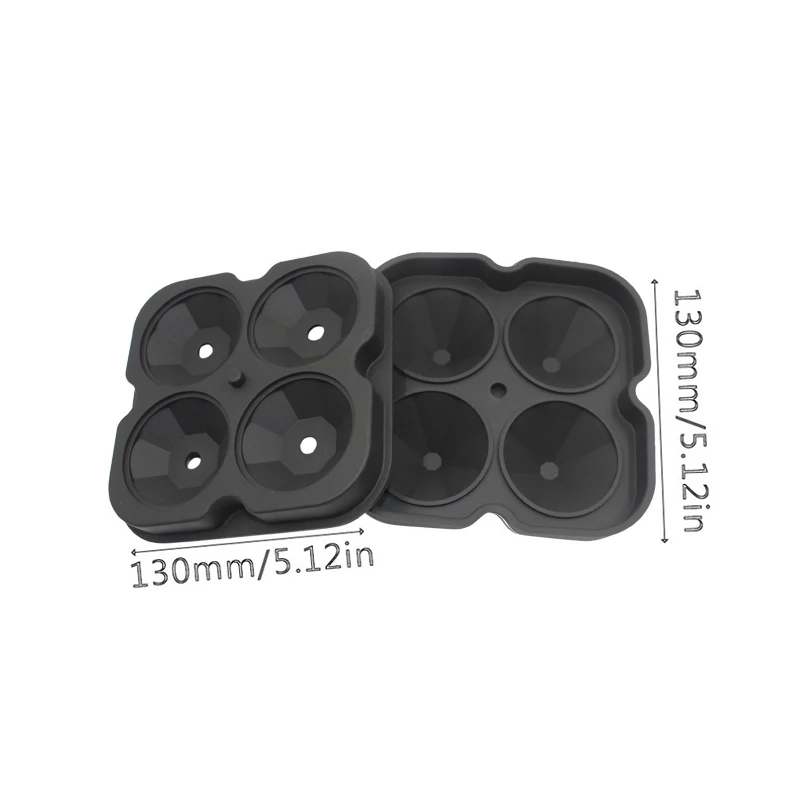 

Diamond Ice Cubes Tray Reusable 4-Cavity 3D Ball Maker Silicone Ice Cream Molds For Wine Whiskey Chocolate Molds Bar Tools