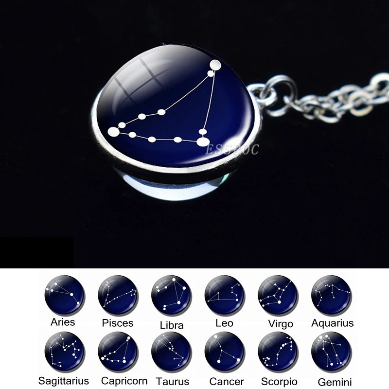 12 знаков зодиака ожерелье созвездия Лио Козероги Скорпион шар хрустальное
