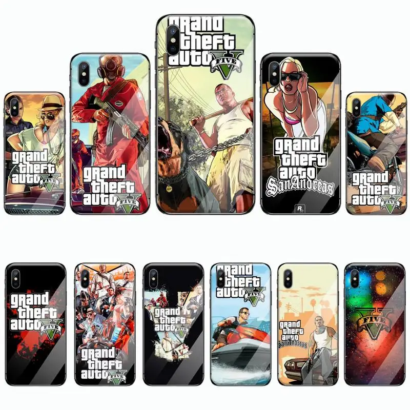 Rockstar GTA 5 Grand Theft Auto Coque чехол для телефона закаленное стекло iphone 6 6S 7 8 plus X XS XR 11 PRO
