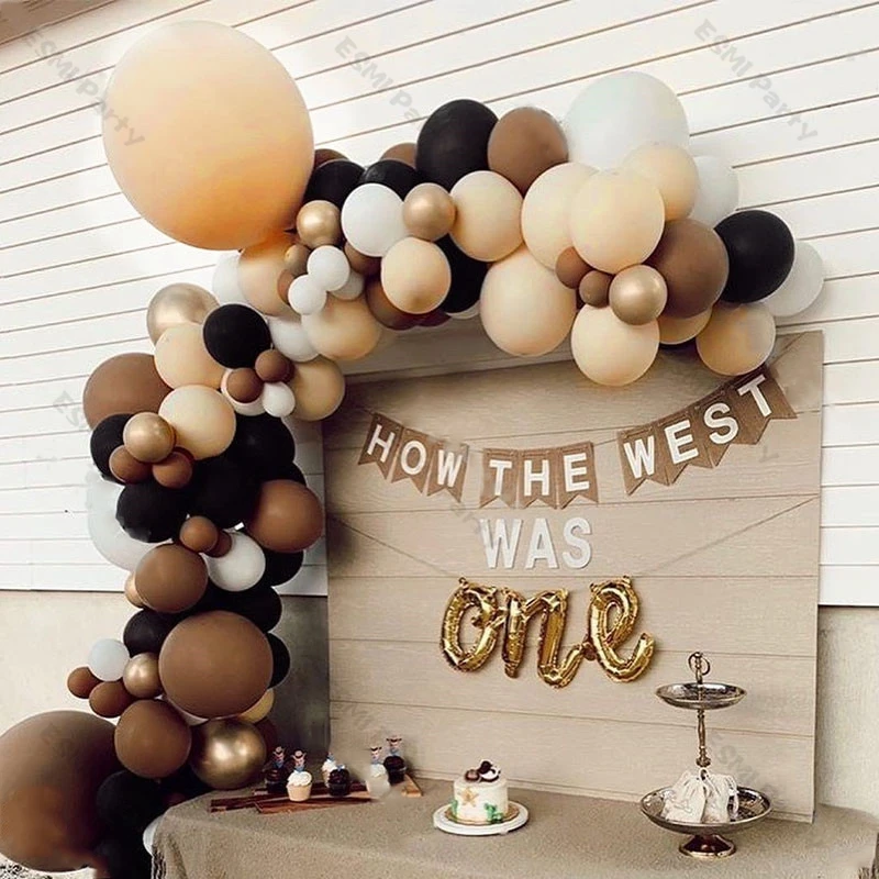 

107pcs Matte White Black Balloons Garland Chain DIY Birthday Party Decoration Cream Peach Coffee Ballon Arch Baby Shower Decor