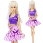 Модный Фиолетовый наряд BJDBUS, жилет, блузка, рубашка, юбка с бантом, мини-платье, милая одежда, аксессуары, Одежда для куклы Барби