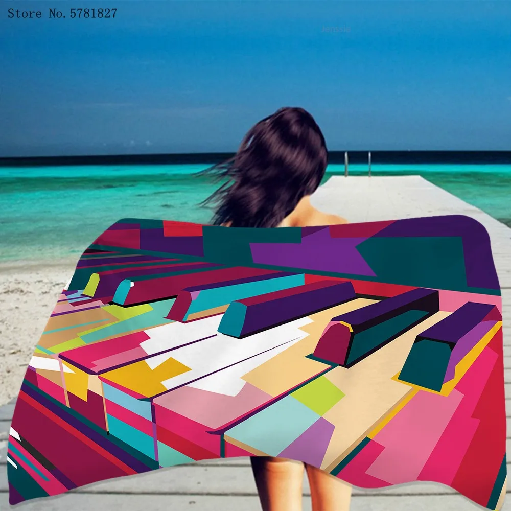 Пляжное полотенце для музыкальных инструментов пианино гитары пляжное океана