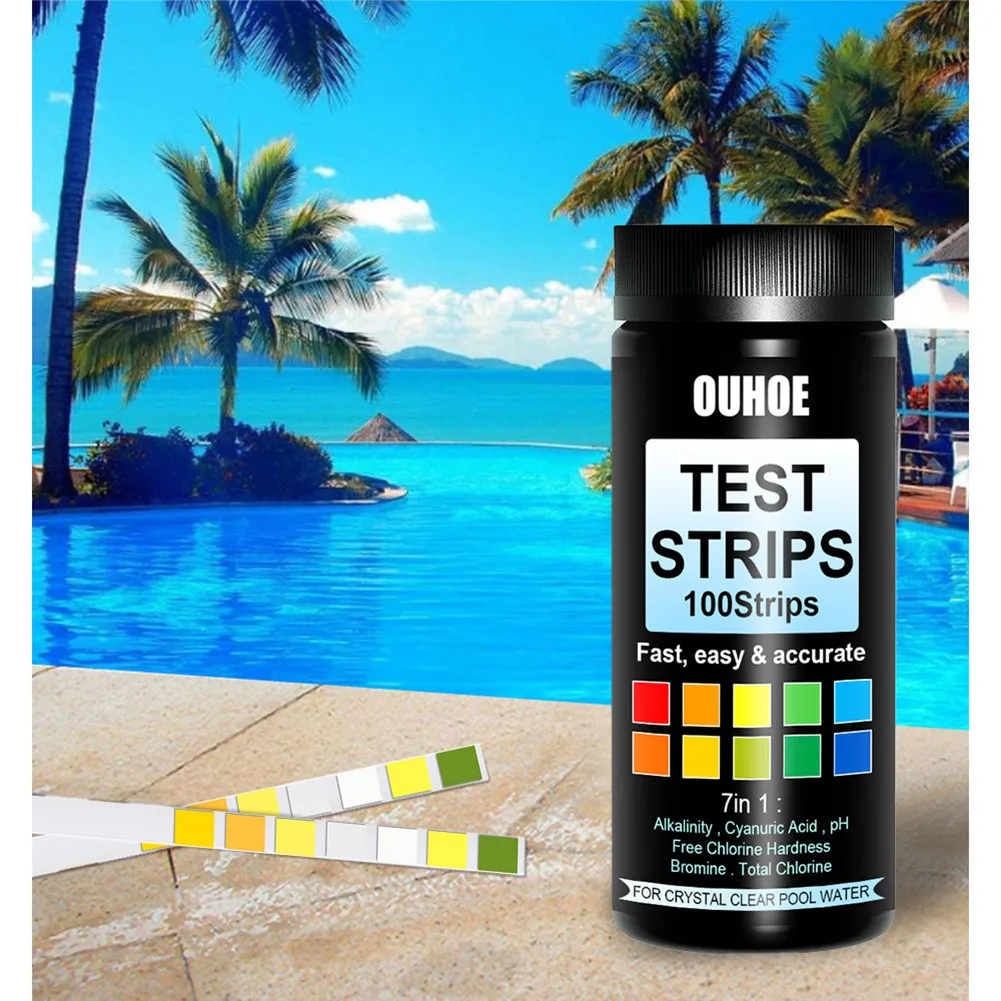 

100Pcs 7 In 1 Aquarium Fish Tank Water Tropical Test Strips Kit Regular Testing Rnsure Fish Healthy Water Quality Testing