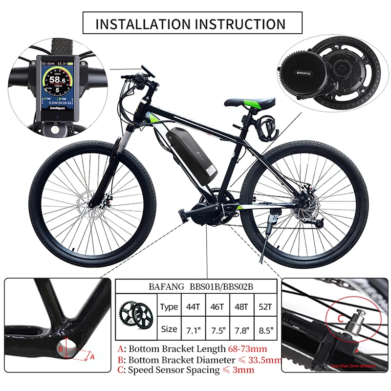 Комплект двигателей Bafang BBS02B 750 литиевая батарея Samsung 48 В E BIKE Вт|Двигатель для