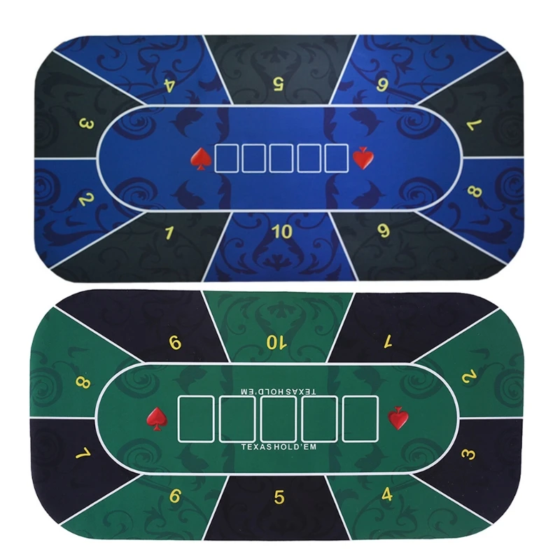 

Poker Board Game Rectangular Rubber Pad Playing Card Tablecloth Poker Card Table Mat with Storage Shoulder Bag for Club Enterta