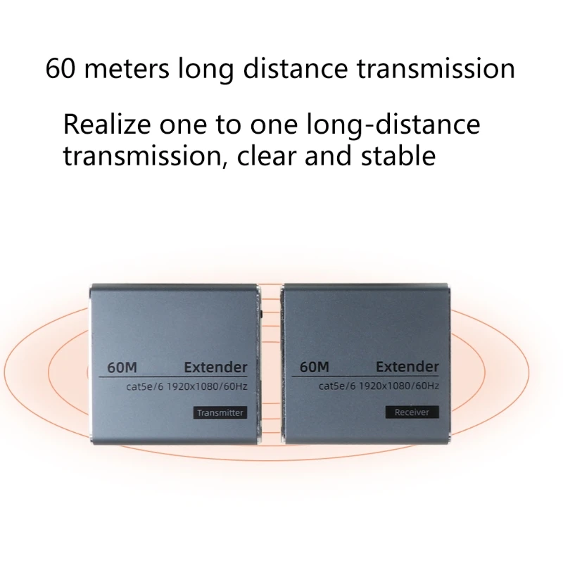 

60m HDMI-compatible Extender Transmitter Receiver Over Cat5e/Cat6 RJ45 Ports Loop 1080P 60Hz for PS4 HDTV Monitor