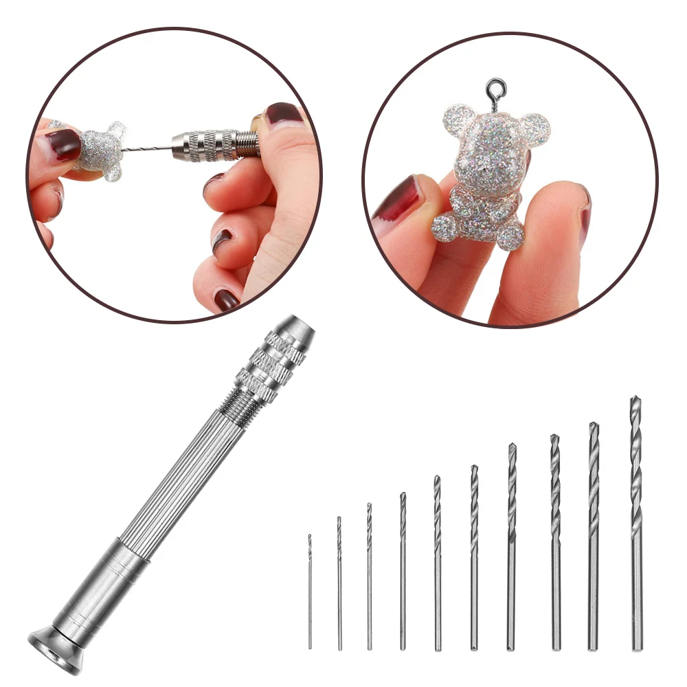 

1 Set High Quality Metal Hand Drill With 0.8-3.0mm Drill Bits Screw UV Epoxy Resin Mold Tools DIY Jewelry Making Equipments