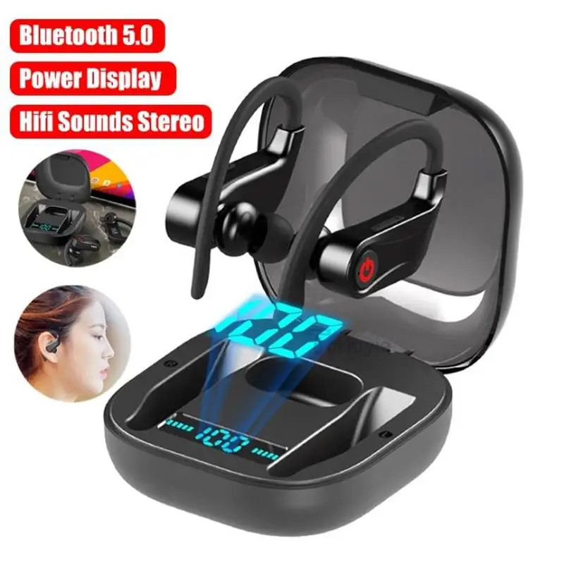 

Беспроводные наушники HBQ PRO, Bluetooth 5,0, высокопроизводительные спортивные наушники с цифровым дисплеем и зарядным чехлом и USB-кабелем