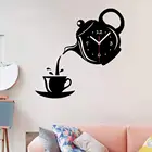 Самодельные Креативные Часы для гостиной, беззвучные зеркальные настенные часы с чайником, декоративные настенные часы 3D X4T9
