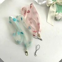 double lace tulle phone lanyard strap for iphone huawei redmi samsung xiaomi mobile phone id card long hanging rope string