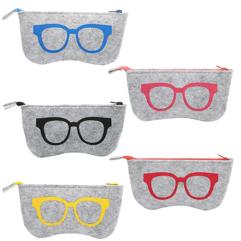 Сумка для очков Женская шерстяная фетровая портативный футляр на молнии