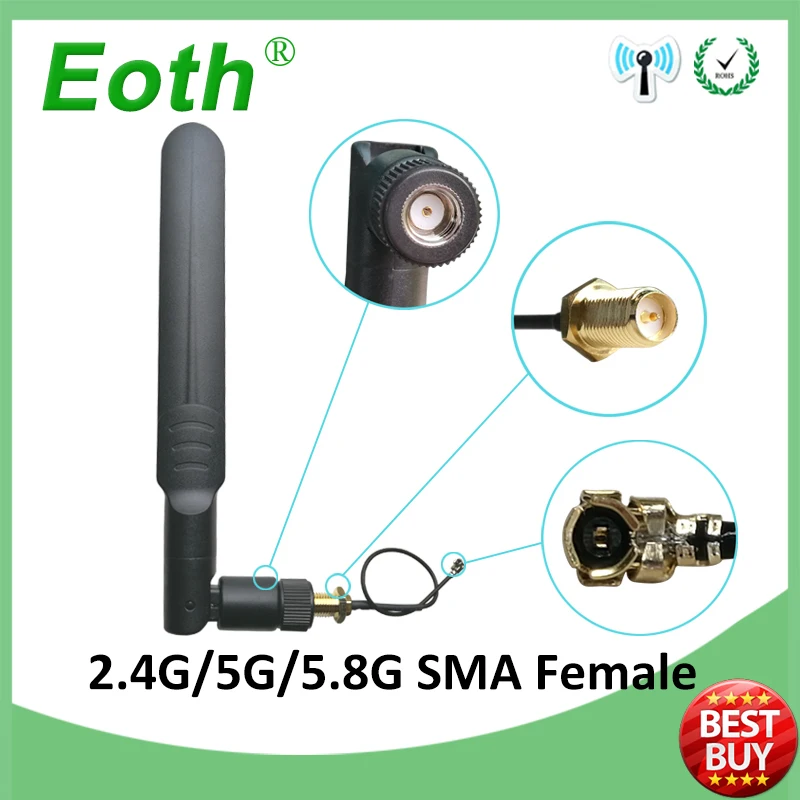 EOTH 2.4g 5.8g antenna 8dbi sma female wlan wifi dual band router tp link antena IPX ipex1 SMA male pigtail Extension Cable