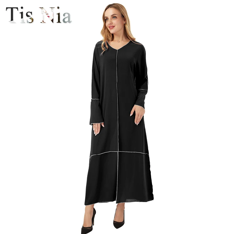 Eid Abaya Дубай, Турция Kaftan, мусульманский хиджаб, платье, мусульманская абайя s для женщин, длинное женское платье Caftan Marocain De вечерree XL, черный