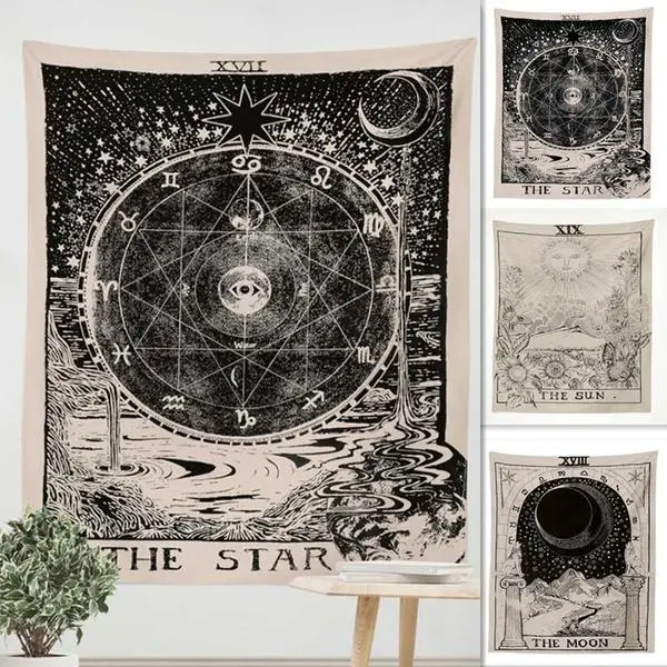 МАНДАЛА ГОБЕЛЕН настенный колдовский хиппи пляжный ковер Солнце Луна гобелены