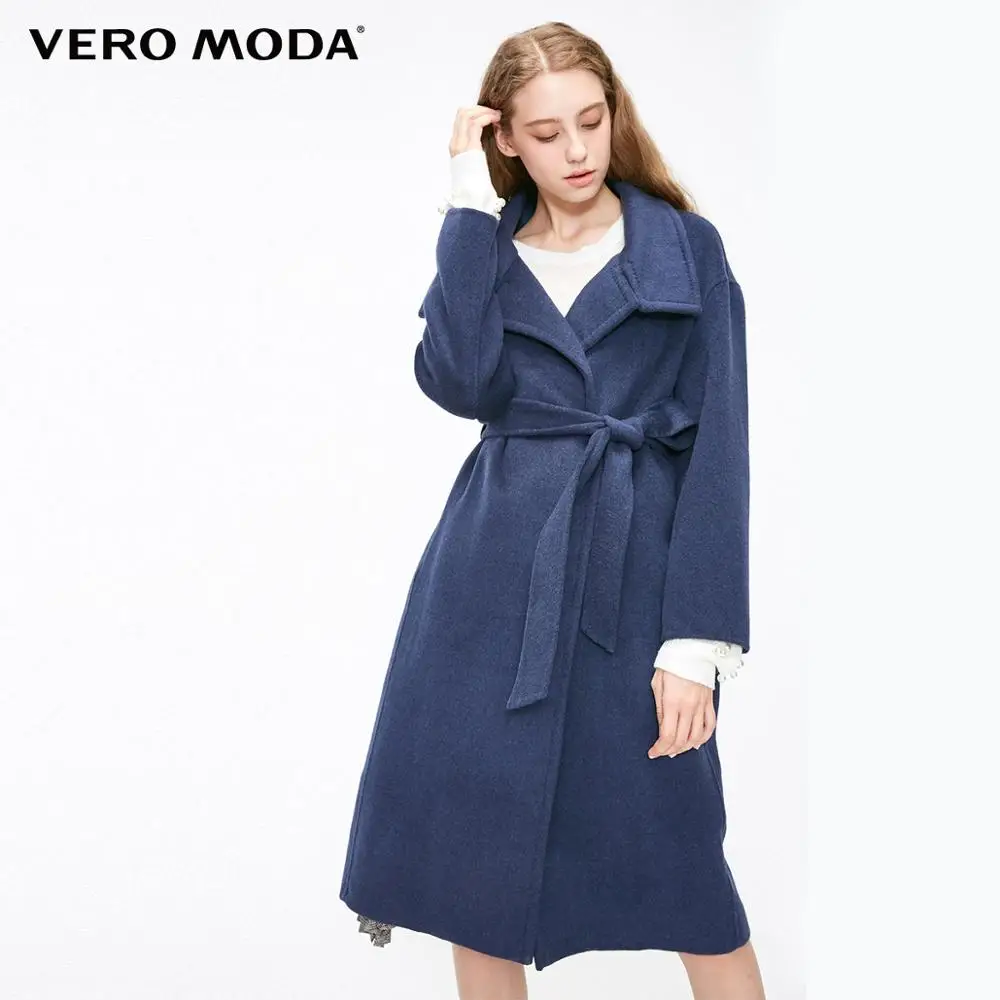 Vero Moda Женское зимнее шерстяное пальто с двойными карманами | 318327554 - Цвет: Navy mel.