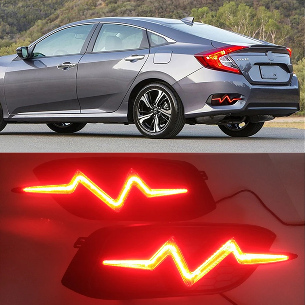 Автомобильная проблесковая для Honda Civic 2016 2017 2018 Светодиодный отражатель задний