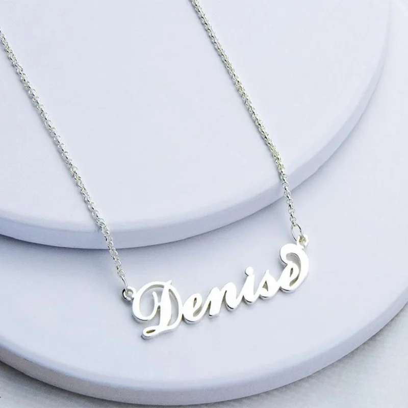 Handmade Custom Script Name Pendant Necklace Personalized Nameplate Letters Christmas Gift Jewelry For Children 3 Color | Украшения и