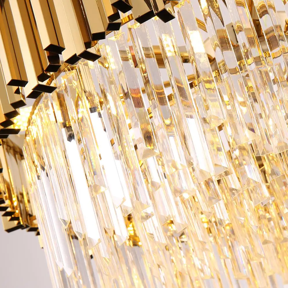 

Modern crystal chandelier for living room luxury gold stainless steel lamp home decor chain light fixture led Indoor lighting