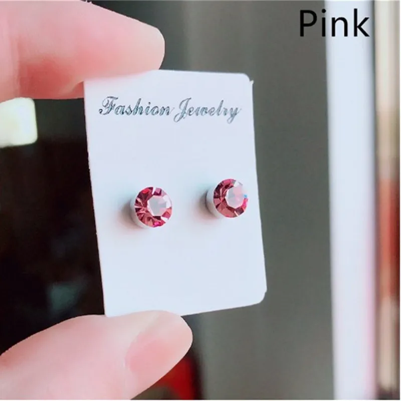 Pink 1 пара Здоровья Потери Веса серьги акупунктурные серьги магнитные здоровья цветные алмазные серьги - Цвет: Pink
