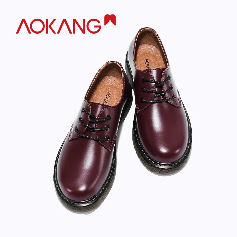 AOKANG/Новые кроссовки-оксфорды Повседневная обувь женская модная кожаная на