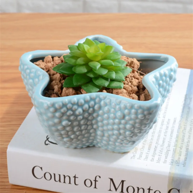 Европейский милый цветочный горшок фарфоровая ваза с синей рыбой мини бонсай