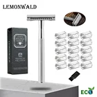 Lemonwald яркое серебро двойной окантовкой Безопасность влажной бритвы представляет собой специальный подарок для друзей мужского пола, с 5 высокого качества лезвия