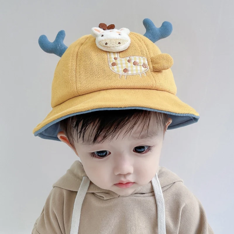 

Bobora Toddler Infant Baby Girls Boys Bucket Hats Cute Protection Fisherman Hats with Deer Antlers