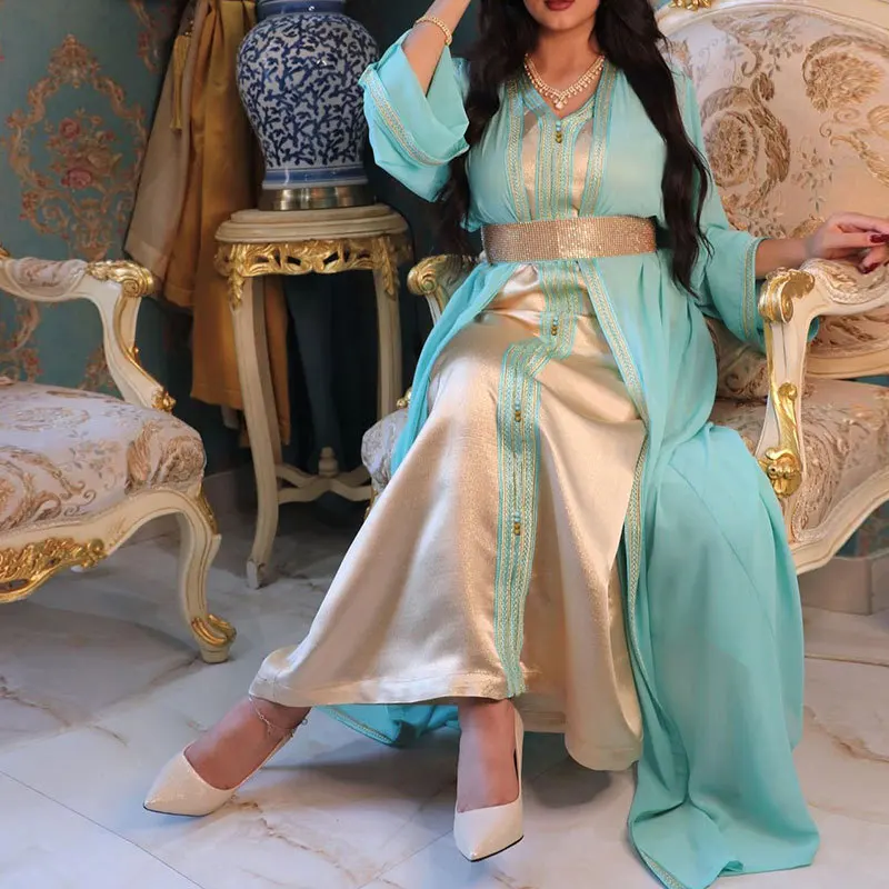 Женское шифоновое платье в арабском стиле, с кристаллами