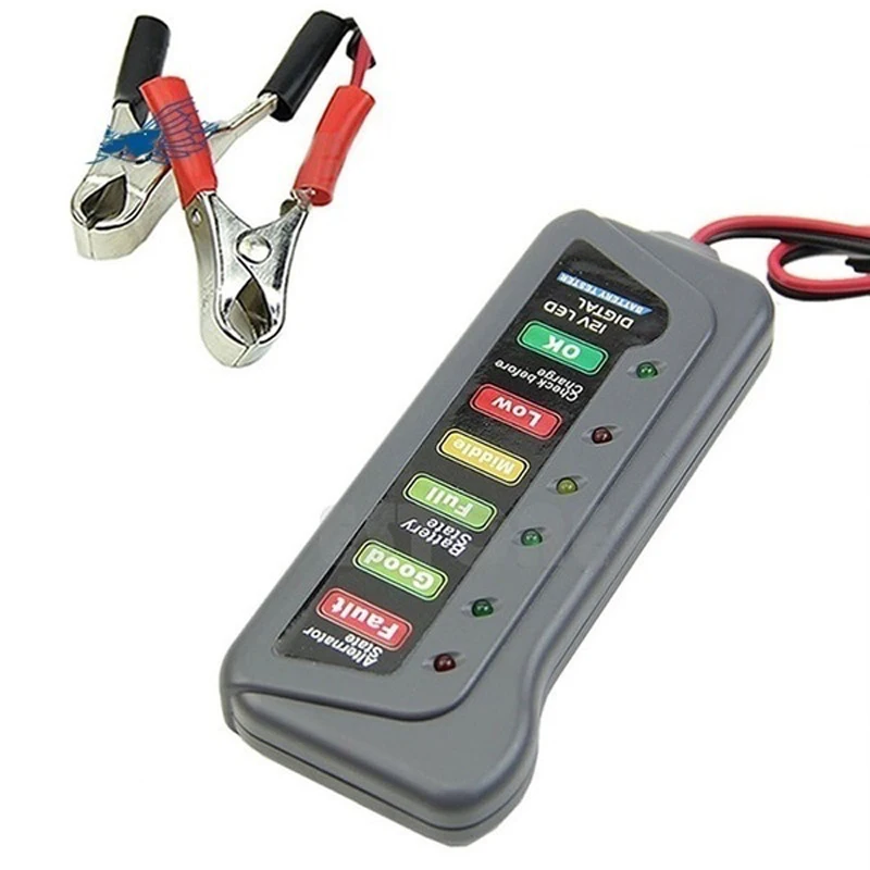 12V LED Digital Battery Tester Alternator with Two Clips For Car Motorcycle Trucks | Автомобили и мотоциклы