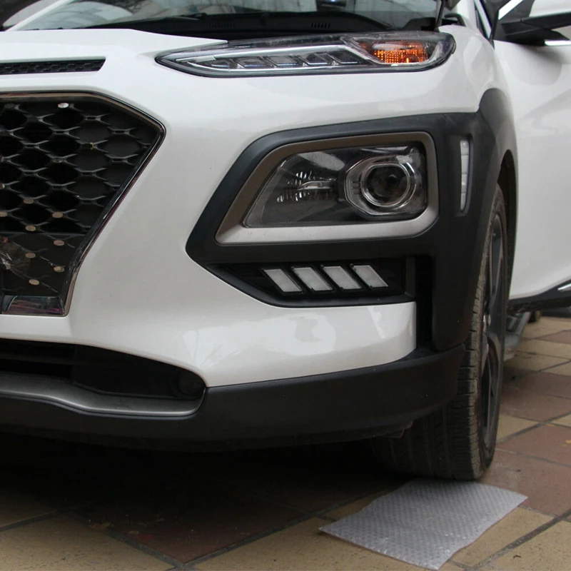 

for Hyundai Kona 2018-2019 Front L+R LED DRL with Turn Signal Daytime Running Light Fog Lamp 3 Color
