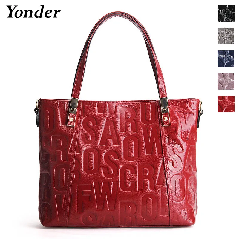 Модная женская сумка через плечо с надписью из натуральной кожи большая кошелек