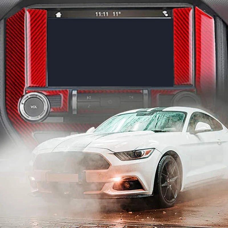 

7Pcs Car Interior Accessories Center Console Carbon Fiber Decor Sticker Fits for Ford Mustang 2015-2019