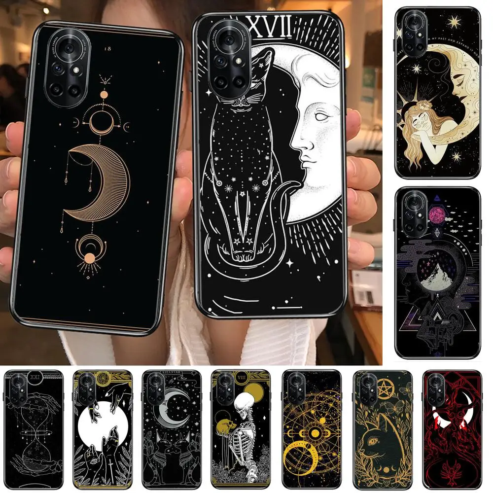 

Witch Moon Tarot Mysterious Totem Clear Phone Case For Huawei Honor 20 10 9 8A 7 5T X Pro Lite 5G Black Etui Coque Hoesjes Com